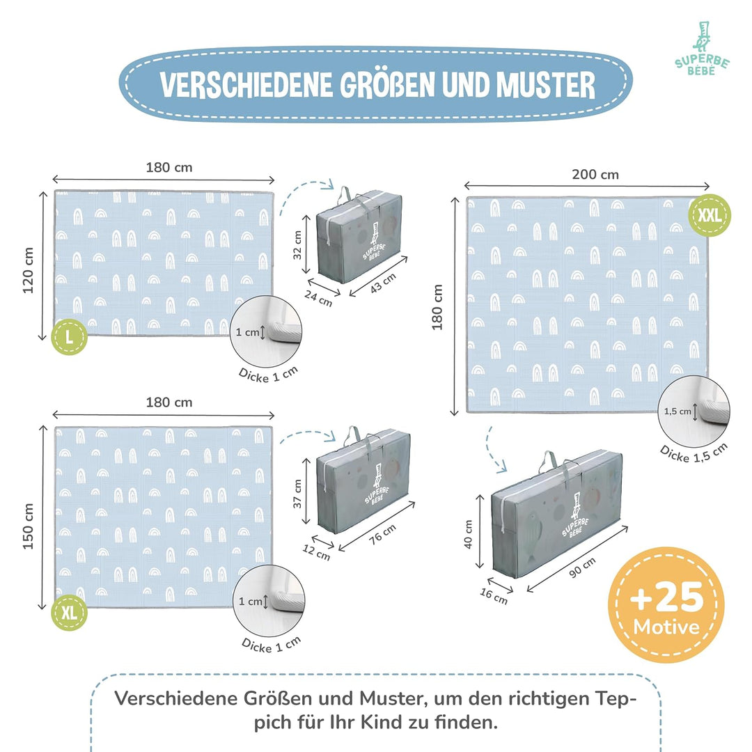 Krabbelmatte Baby Faltbar Spielmatte Kinder Spieldecke 180x200x1.5cm Krabbeldecke Für Baby - Babymat