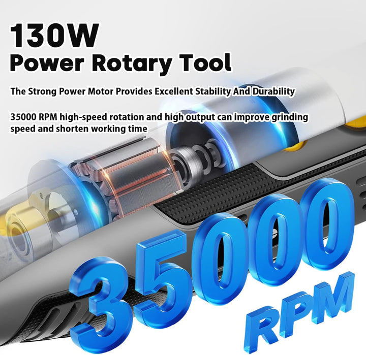 Enventor 130W Mini Rotationswerkzeug, Mini Multifunktionswerkzeug mit 206 Zubehörteilen, 6 Einstellb