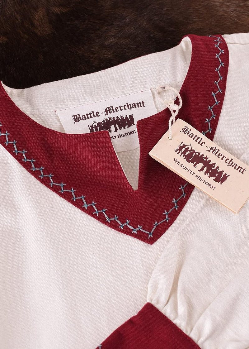Battle-Merchant Langarm Mittelalter Kleid Jona mit Gürtel für Damen aus Baumwolle | LARP Wikingerkle