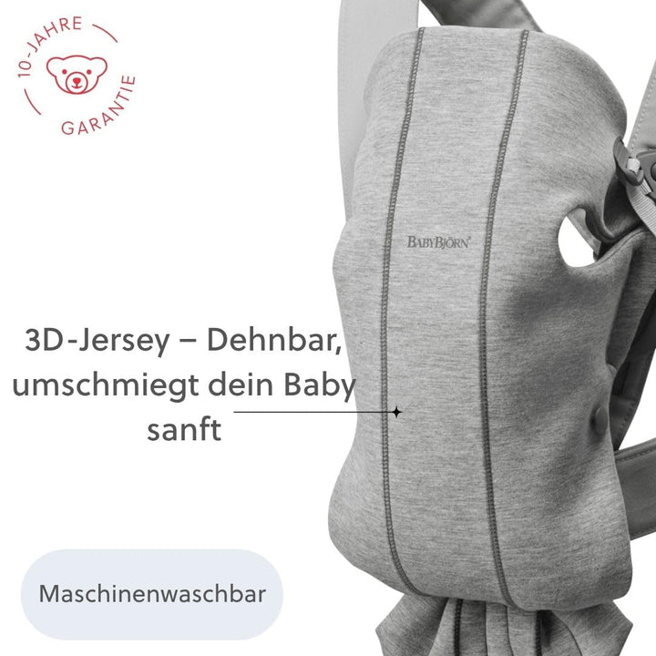 BABYBJÖRN Babytrage Mini, 3D Jersey, Hellgrau 3D-Jersey hellgrau, 3D-Jersey hellgrau