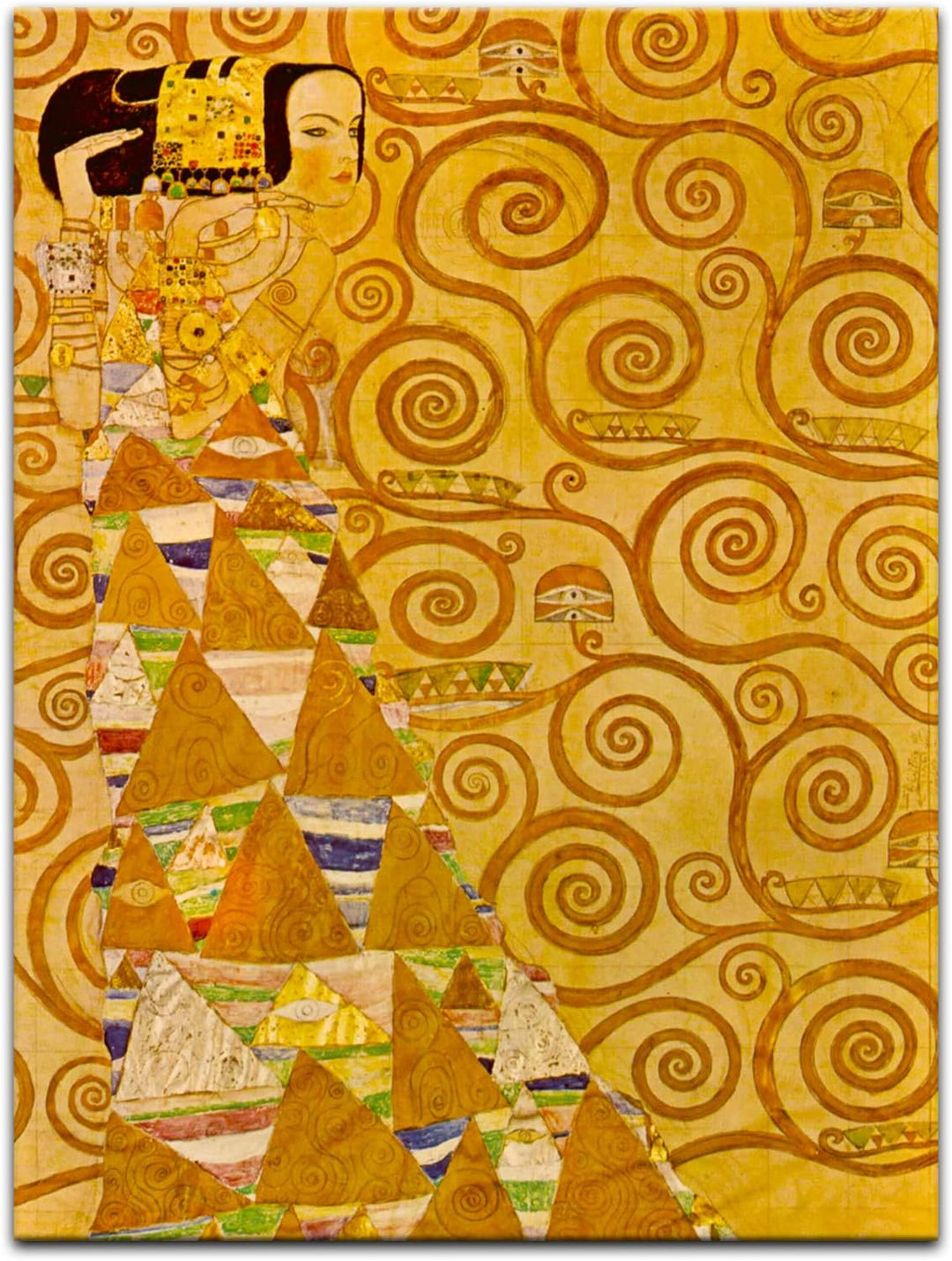 Bilderdepot24 Bild auf Leinwand | Gustav Klimt Die Erwartung in 50x70 cm als Wandbild | Wand-deko De