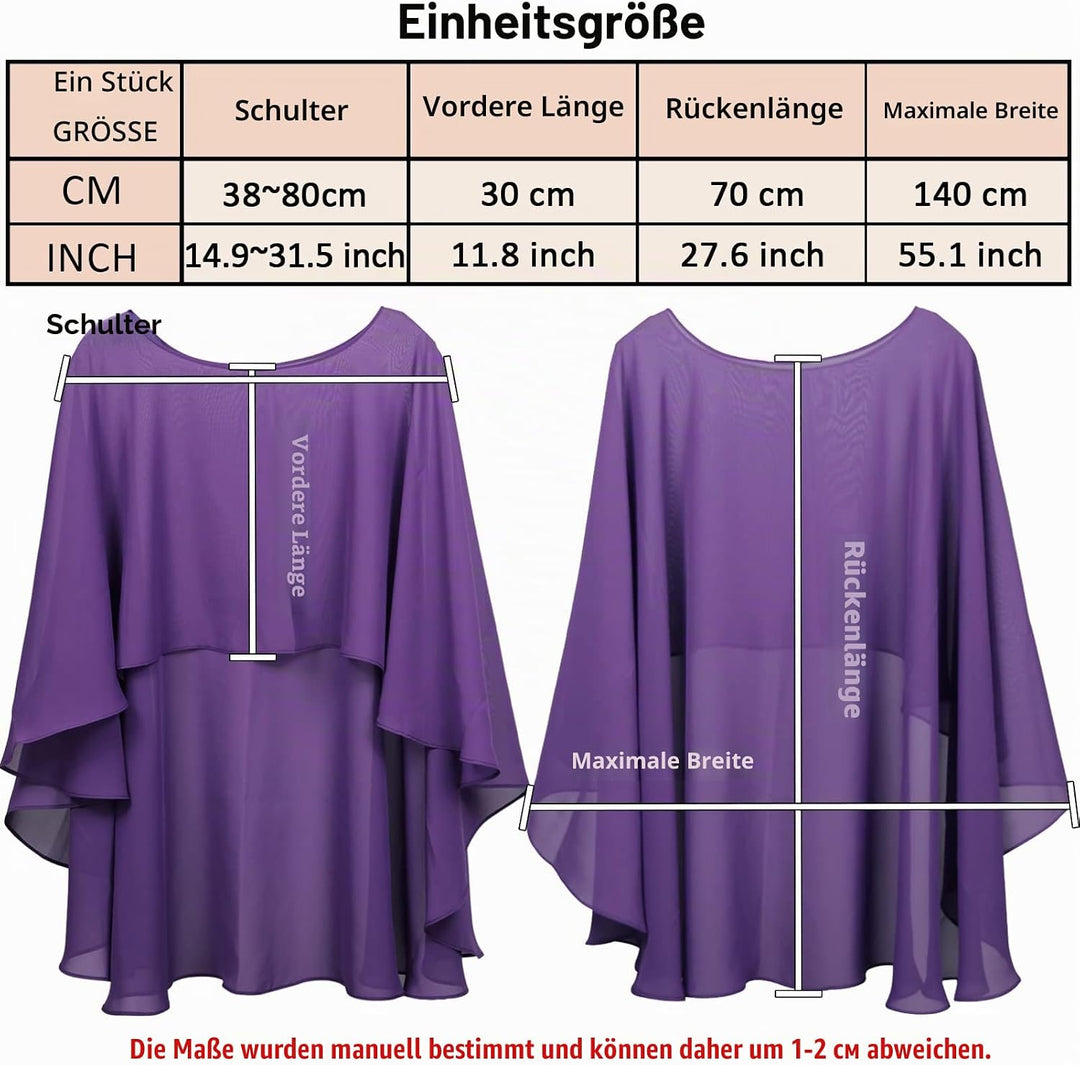 Ladiery Sheer Chiffon Capes Weiche Capelets für Frauen, leichte Tücher und Wraps für Abendpartykleid
