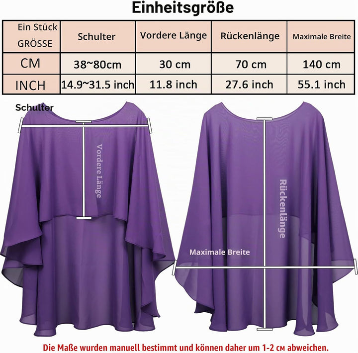 Ladiery Sheer Chiffon Capes Weiche Capelets für Frauen, leichte Tücher und Wraps für Abendpartykleid