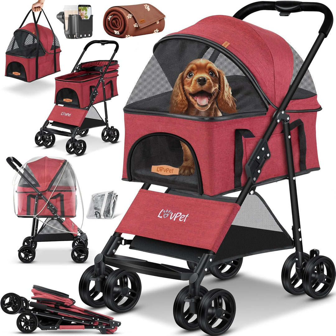 LOVPET® Hundewagen 2in1 Hundebuggy Hundebox Transporttasche Faltbar klappbar bis 20kg Haustiere Bugg