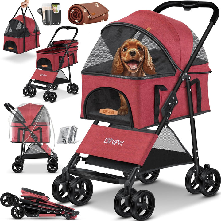 LOVPET® Hundewagen 2in1 Hundebuggy Hundebox Transporttasche Faltbar klappbar bis 20kg Haustiere Bugg