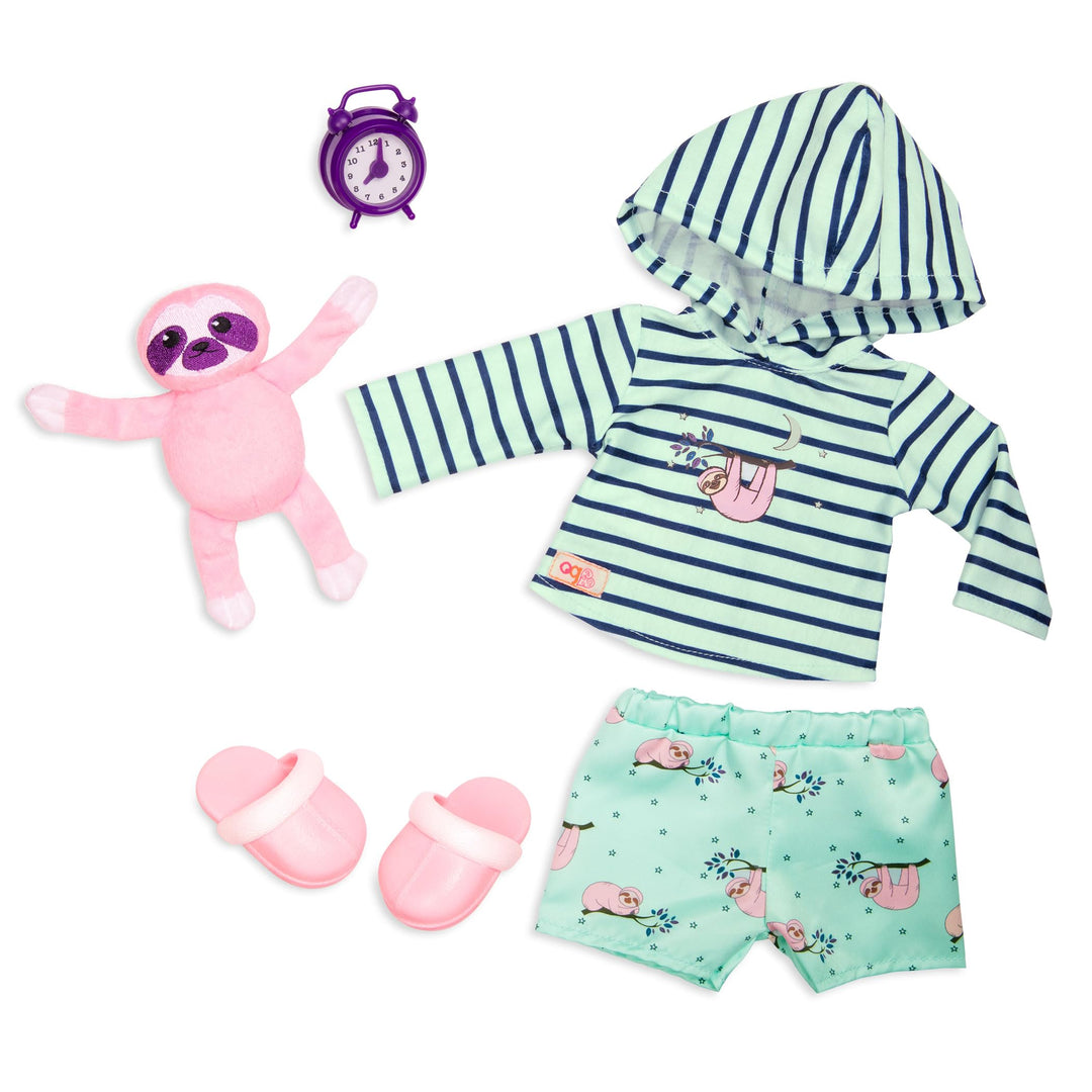 Our Generation – Sleepy Sloth – 46 cm Puppenkleidung – Pyjama-Outfit – Kapuzenpulli – Faultier Plüsc