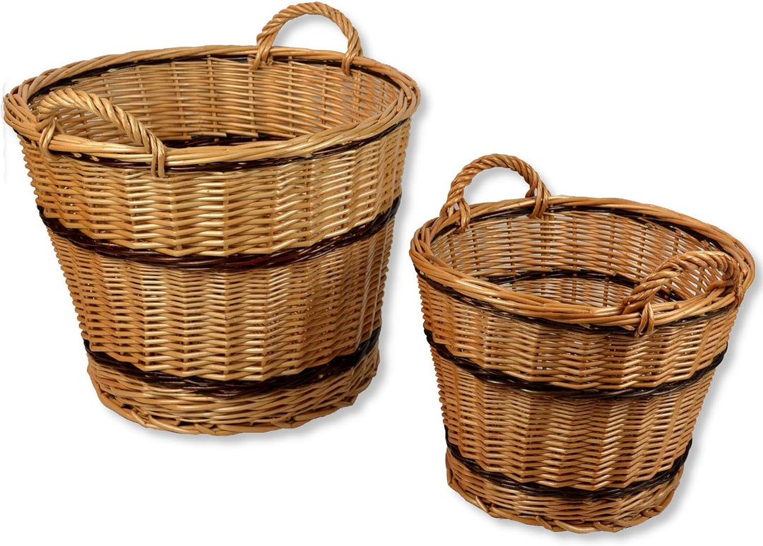 Kaminkorb in 4 Grössen WIKLER Holzkorb Kartoffelnkorb Korb Weide Kiepe Gartenkorb Erntekorb Rund (Du