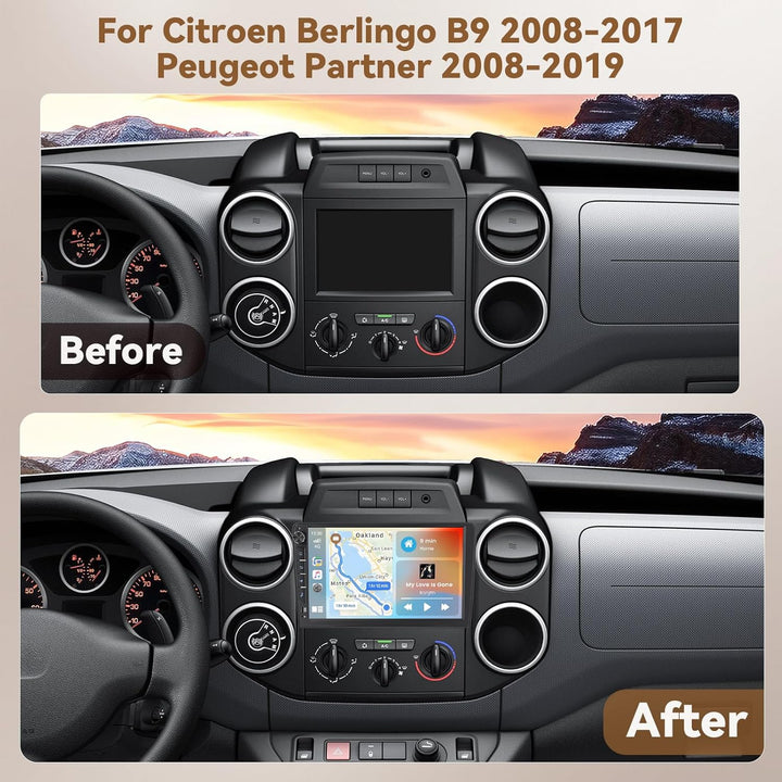 Hikity Android 15 4+64GB Autoradio für Citroen Berlingo 2015-2018/Peugeot Partner 2008-2019 mit 9''