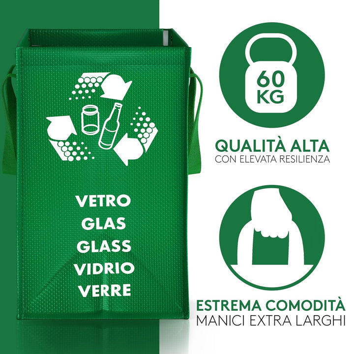 PTMS® Mülleimer 3 Fächer MAXI XL extra gross - Mülltrennsystem Taschen für Papier, Glas & Plastik -