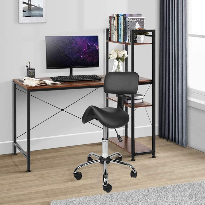Mingone Sattelhocker mit Rückenlehne Drehhocker Arbeitsstuhl Ergonomisch Bürohocker mit Rollen Satte