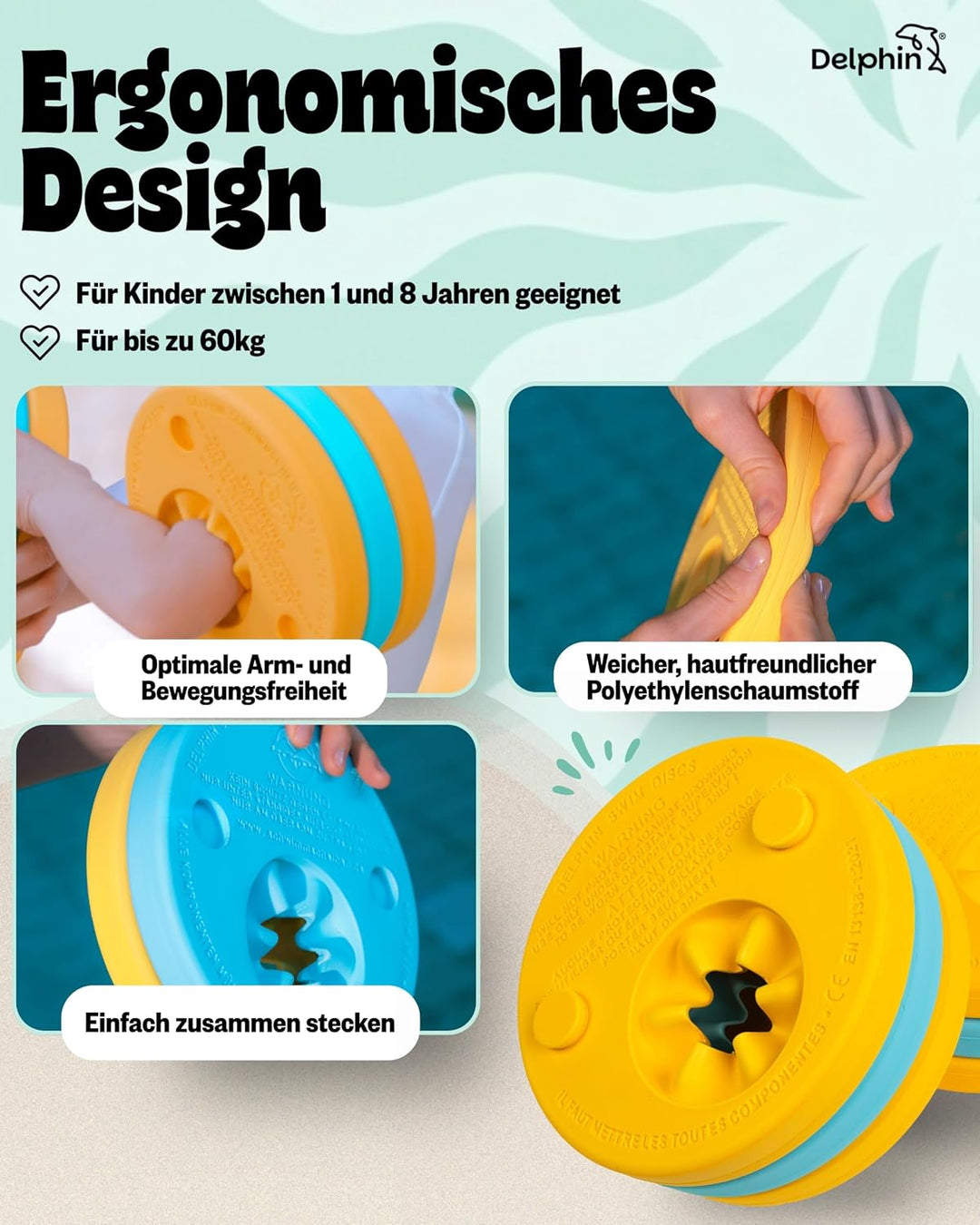 I TÜV geprüfte Schwimmlernhilfe für Kinder 1–8 Jahre I Sicherer Auftrieb ohne Luftverlust I Sofort e