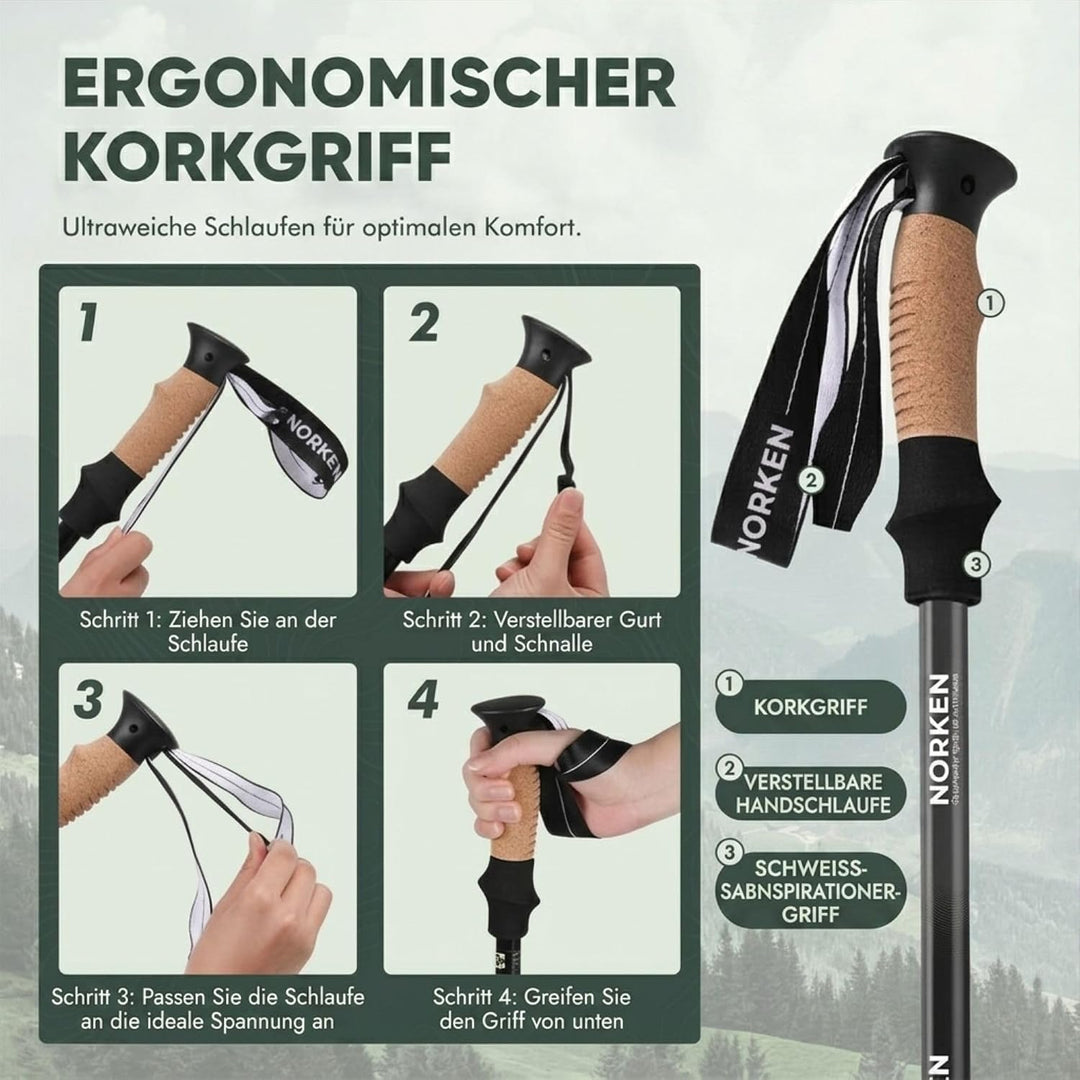 NORKEN - Wanderstöcke, Teleskopstöcke, Aluminium 7075, leicht und robust, Flip Lock Verriegelung, er