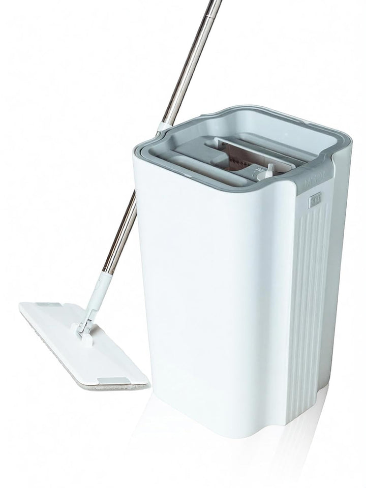 Wischmopp Set mit Eimer - Bodenwischer mit innovativem 3-Kammersystem - Wischer mit grossem Putzeime