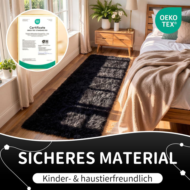 VOFUSHON Wohnzimmer Hochflor Teppich,Shaggy Flur Läufer Teppich Modern Flauschiger Weich Teppich Gro