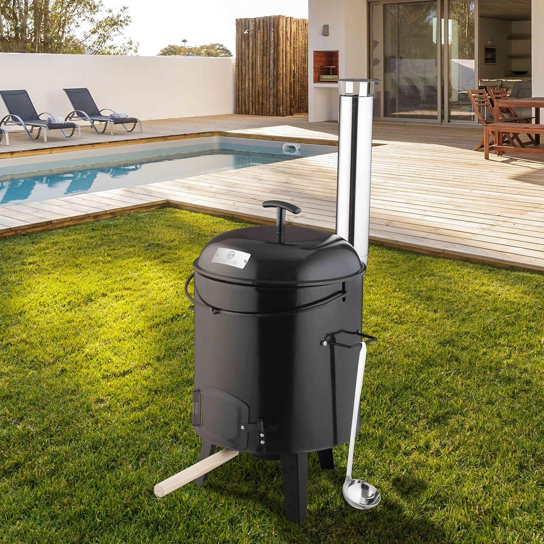 Strattore Gulaschkanone Gulaschkessel 19 Liter Eintopfofen mit Grillfunktion Ofen Grill Kugelgrill -