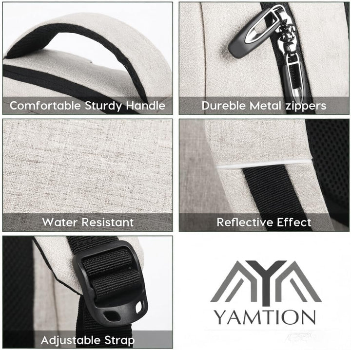 YAMTION Schulrucksack Herren Damen Jungen Mädchen Teenager 15,6 Zoll Notebook USB Ladeanschluss Dayp