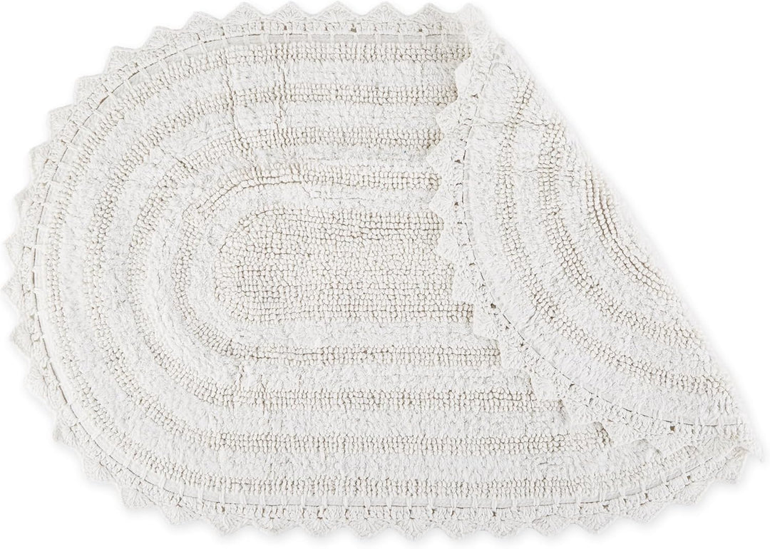 DII Crochet Collection Wende-Badematte, klein, oval, 43 x 61 cm, Weiss Small Oval, 17x24" Weiss/Opul