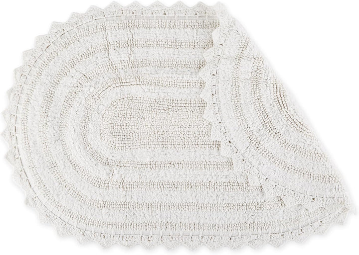 DII Crochet Collection Wende-Badematte, klein, oval, 43 x 61 cm, Weiss Small Oval, 17x24" Weiss/Opul