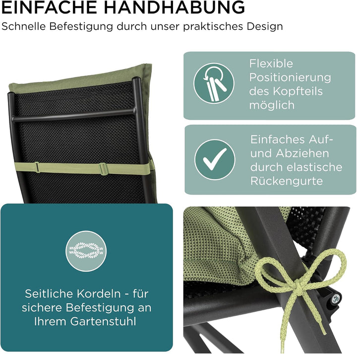 Gartenstuhlauflagen Hochlehner mit Kopfteil I Extra Dicke Sitzauflagen I Made in EU I Polsterauflage
