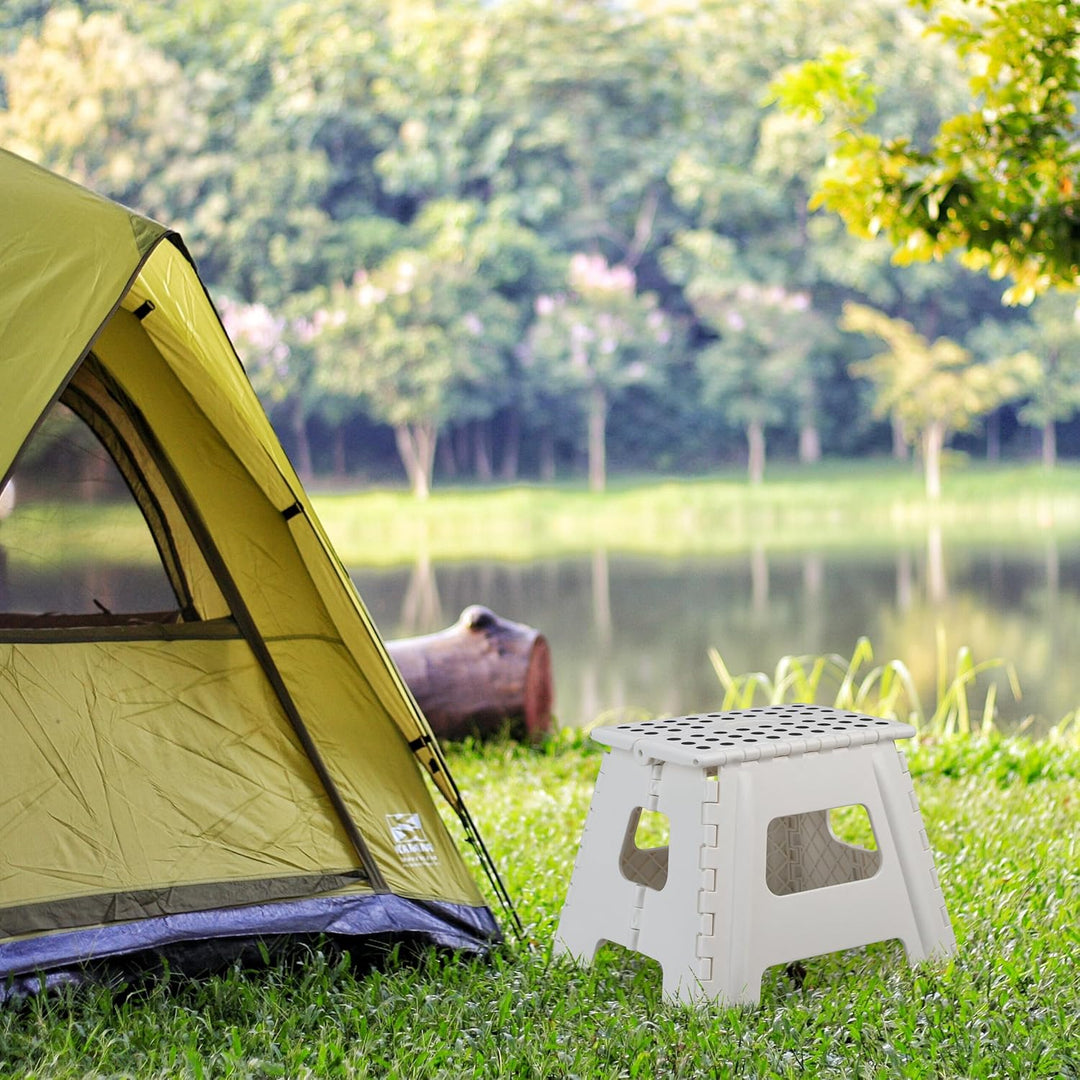 Relaxdays 4 x Klapphocker faltbar, L, tragbar, Reise Tritthocker, universeller Kinder Badhocker, bis