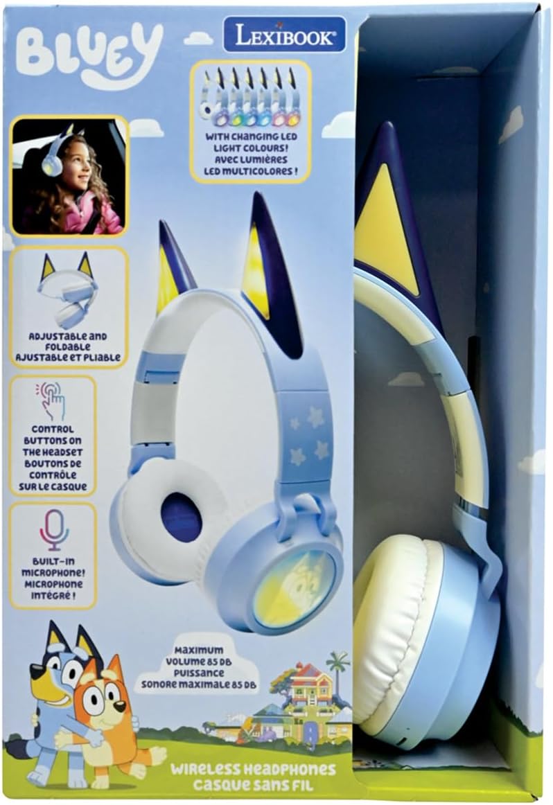 Lexibook, Bluey, Bluetooth-Kopfhörer, blau, HPBT015BY | 2-in-1 Bluetooth &amp; kabelgebunden, 3D-Design,