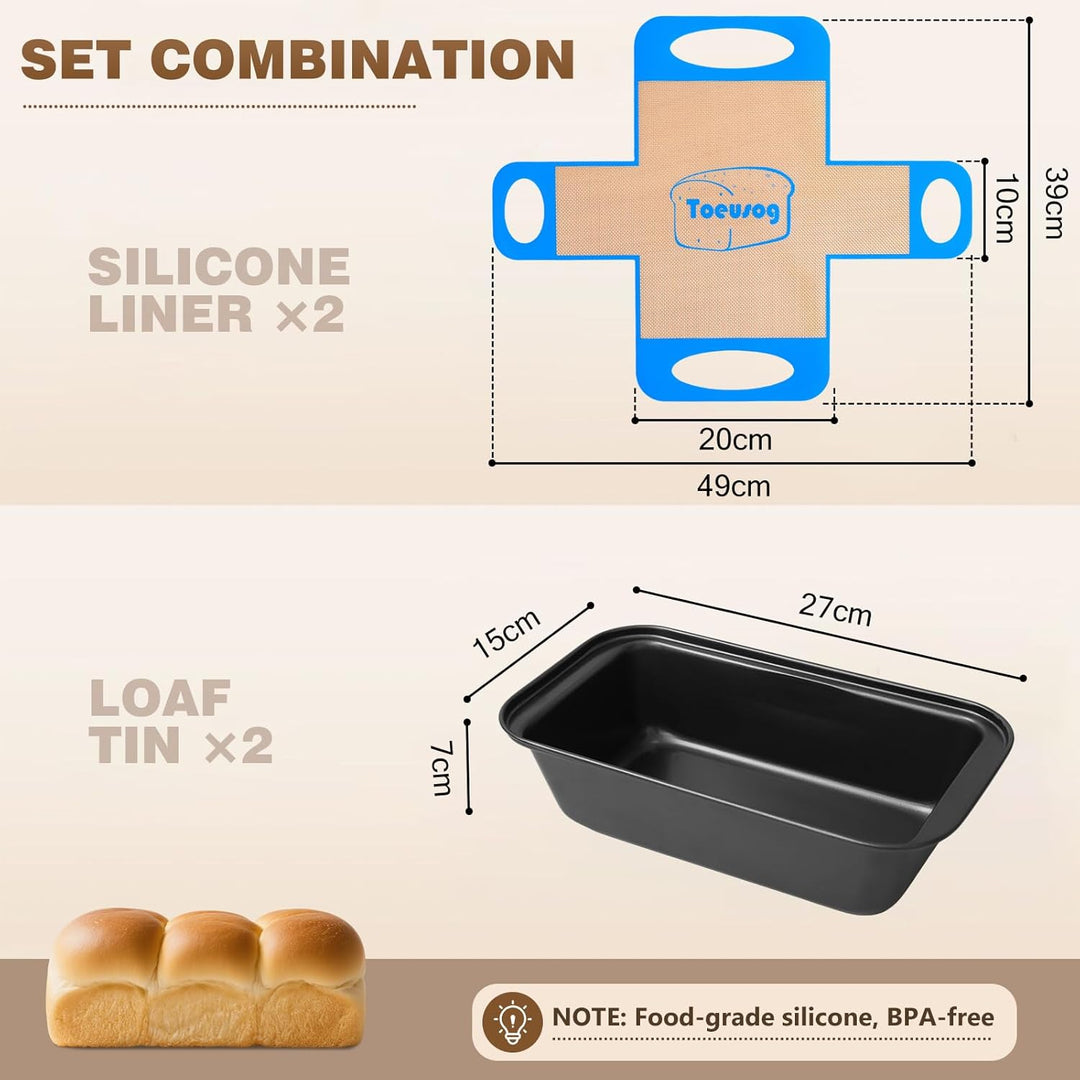 Brotbackform Kasten 2er Set: Kastenform Brot 27x15x7cm Blau, Blau