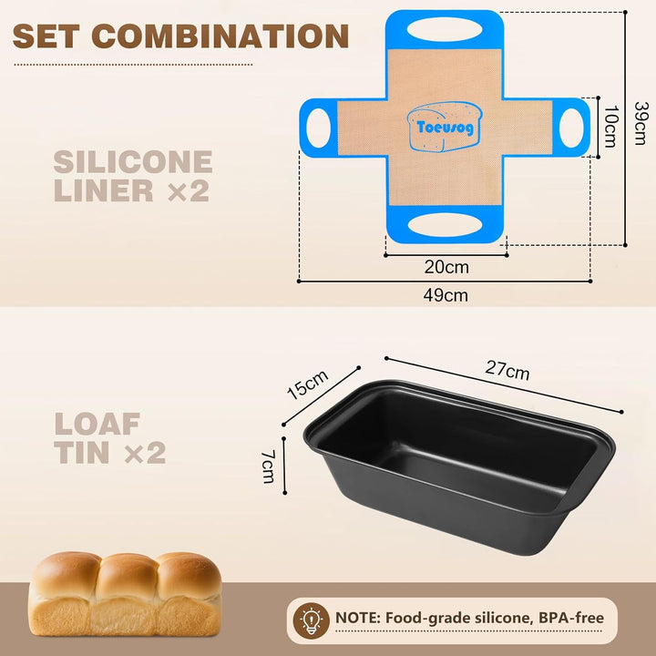 Brotbackform Kasten 2er Set: Kastenform Brot 27x15x7cm Blau, Blau