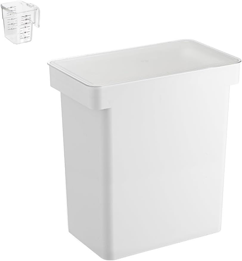 YAMAZAKI 5617 TOWER Behälter für Tierfutter mit Messbecher 25L, Trockenfutter: ca. 12kg, weiss, Poly