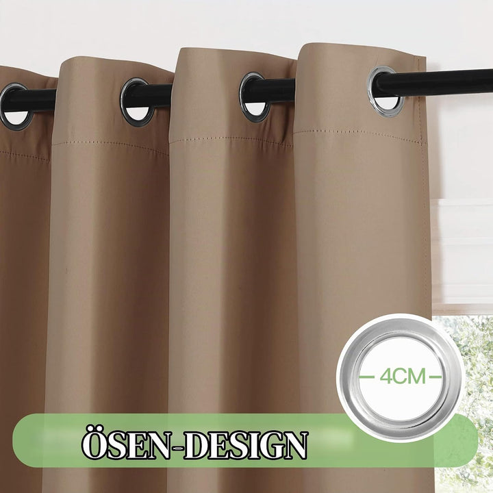 KGORGE Verdunklungsvorhänge Thermogardine mit Ösen Gardienen 2-Set Set 245 x 200 cm(HxB) Wärmeisolie