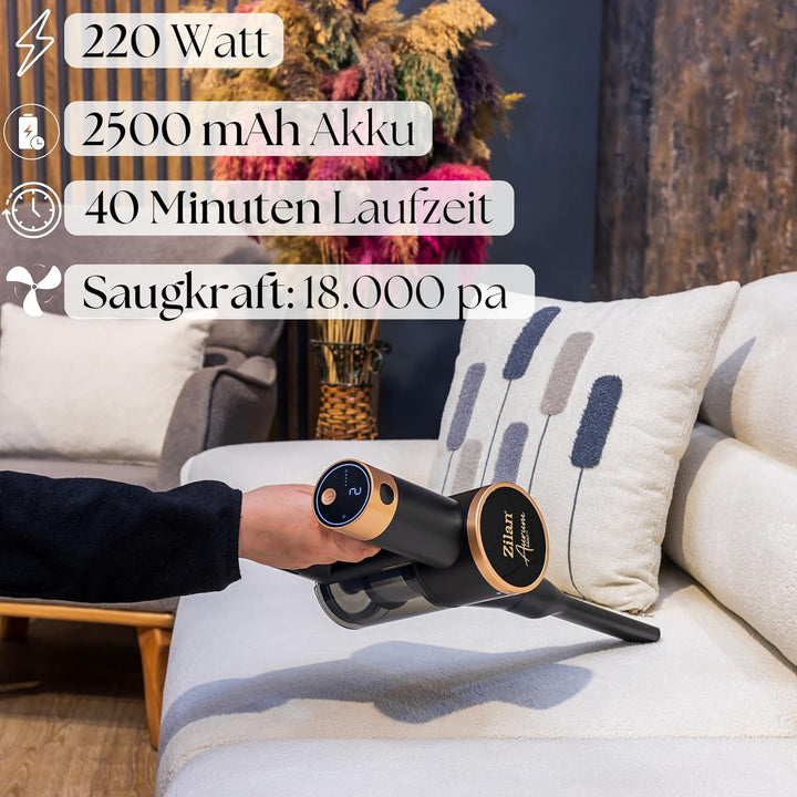 Zilan Akku Staubsauger 3in1 kabelloser Handsauger Bodenstaubsauger für Tierhaare Teppich Hartböden m