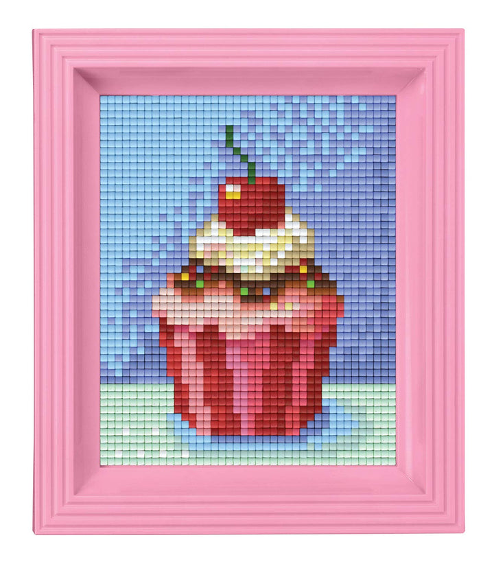 Pracht Creatives Hobby Pixel P31228 Mosaik Geschenkverpackung Cupcake, Pixelbild mit Rahmen, kinderl