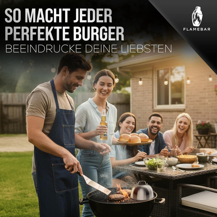 XXL Burgerpresse Set Edelstahl - 5-teilig I Smash Burger Set für 100% Burgergenuss I Burger Presse i