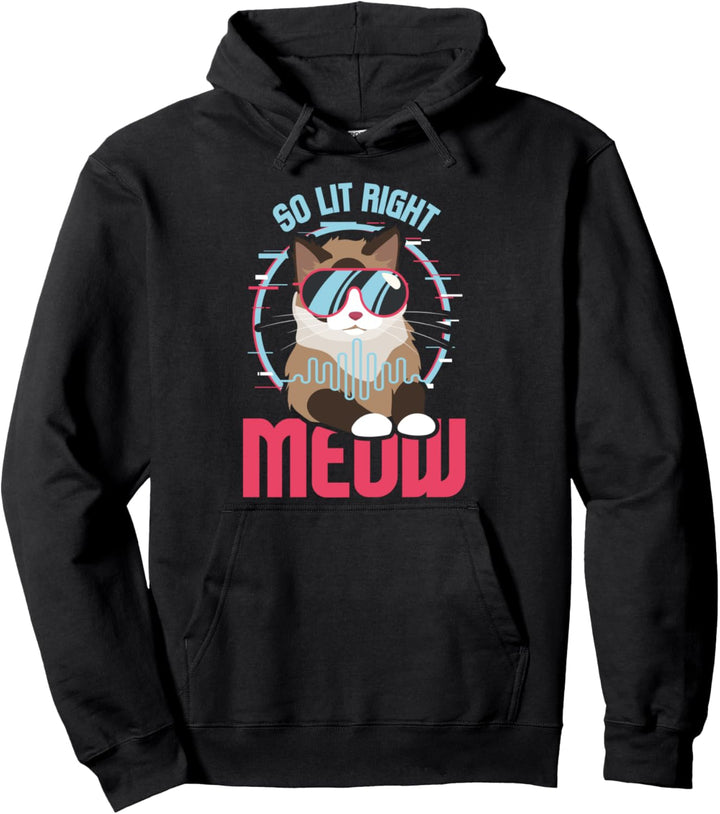 So Lit Right Meow I Techno Rave I Festival Katze DJ EDM Pullover Hoodie