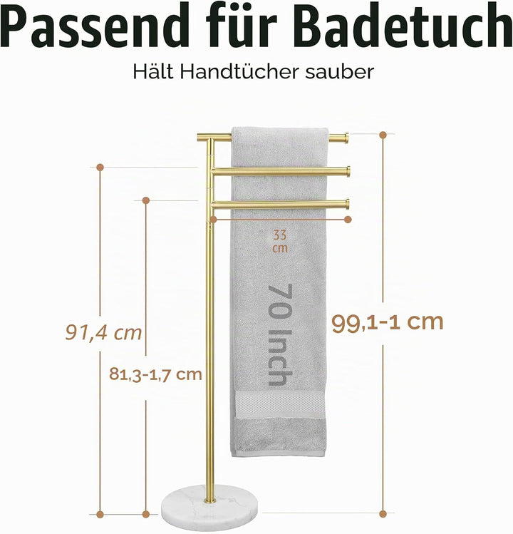 KES Gold Handtuchhalter Stehend Handtuchständer Handtuchstange Bad Badetuchhalter Edelstahl 18/8 Han