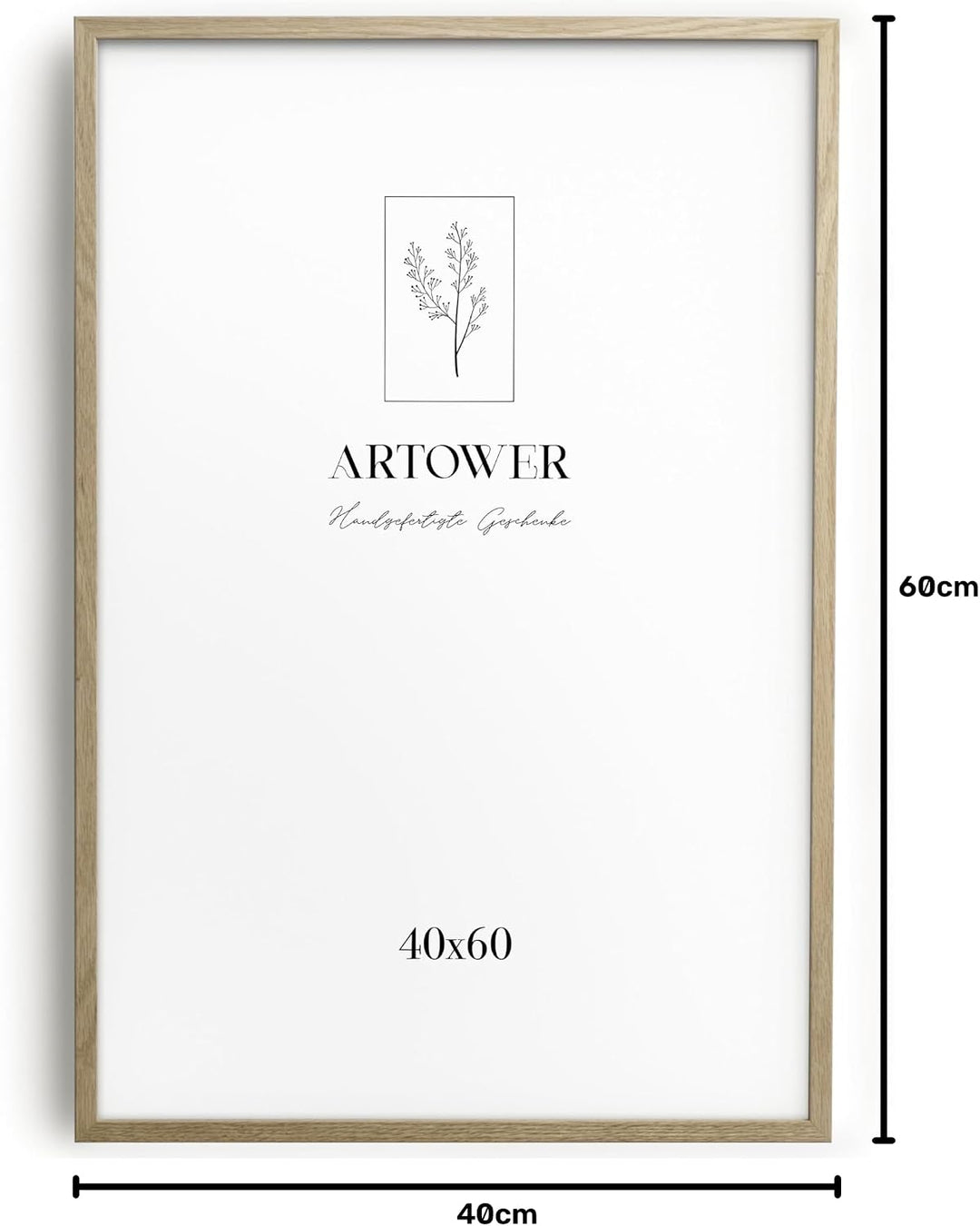 Artower® Bilderrahmen für 40 x 60 cm Natur Holz Eiche Dünner Rahmen | Posterrahmen Gross Vintage Col