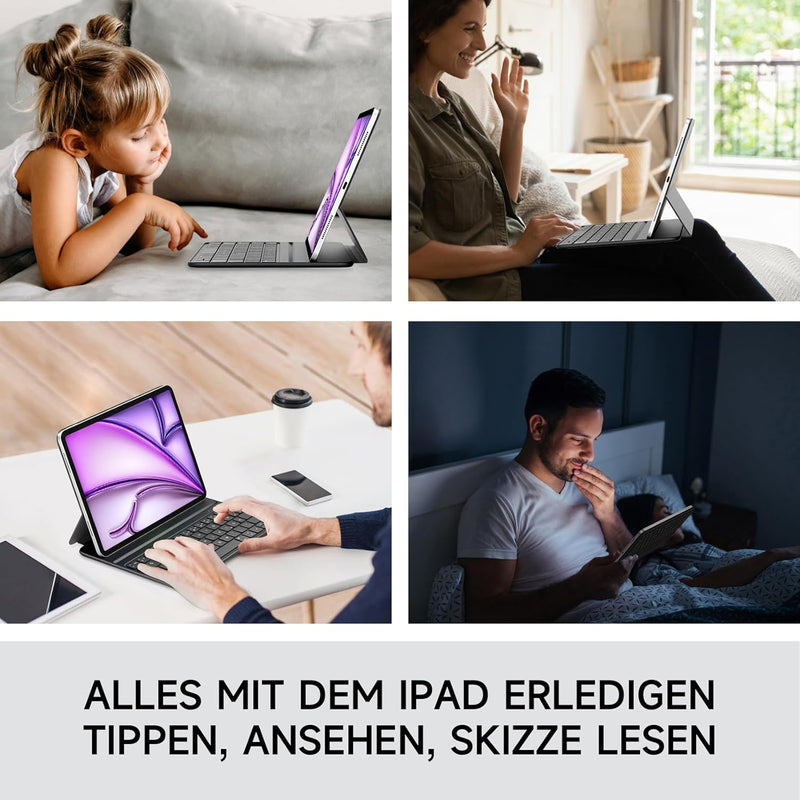 HOU für iPad Air 5 Hülle mit Tastatur für iPad Air 6 11 Zoll, für iPad Pro 11 Hülle mit Tastatur (4.