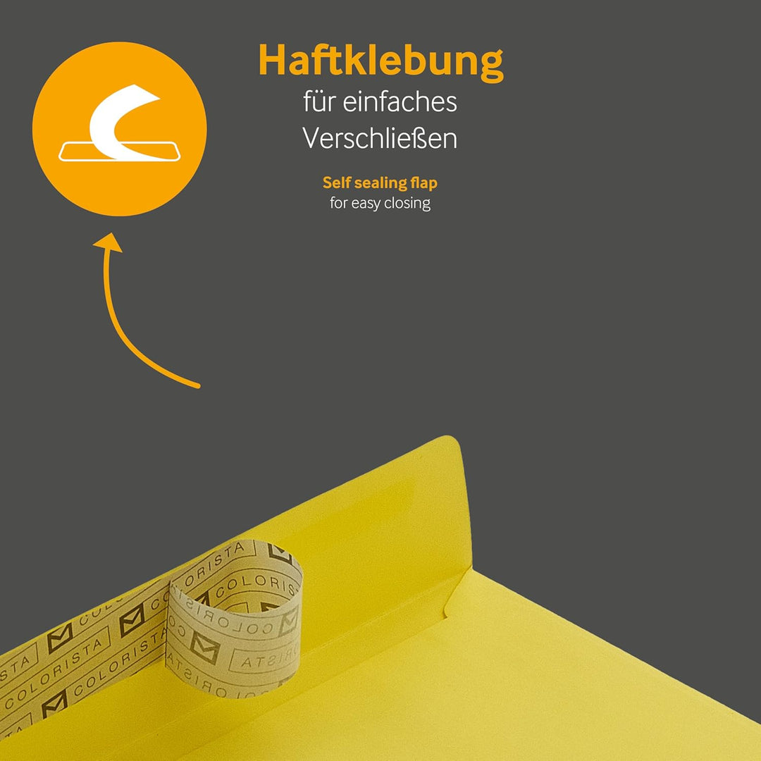 100 Stück, Farbige Briefumschläge, DIN C6/5, Haftklebung mit Abziehstreifen, Gerade Klappe, 120 g/qm