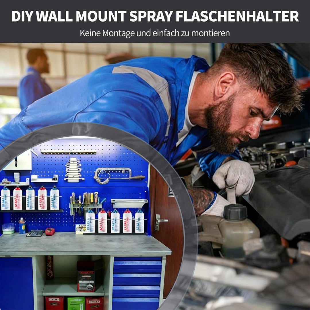 Dosenhalter-Wandregal für Sprühflaschen - 5-Loch Metall Sprühdose Organizer Rack, Spraydosen-Organiz