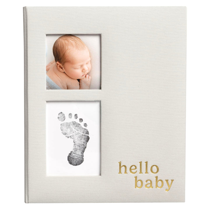 Pearhead Linen Memory Book for Baby Boy or Girl, First 5 Years, Monthly Milestone Scrapbook and Phot