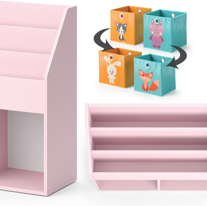 Vicco Kinderregal Rosa Luigi mit 2 Faltboxen (Fuchs, Hase) - 72x79x31 cm hergestellt aus Spanplatte