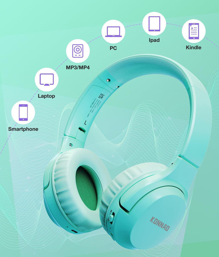 Kinder Kopfhörer Wireless 60H, Faltbare On Ear Kopfhörer mit MIC, Lautstärkebegrenzer 85dB/94dB Drah