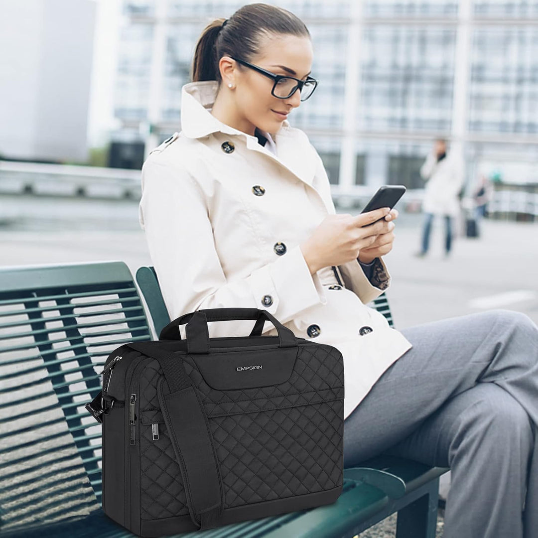 EMPSIGN Laptop Tasche 17 Zoll Laptoptasche für Herren Damen, Wasserdicht Erweiterbare Bussiness Akte