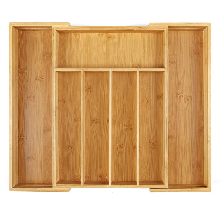 Utoplike Bambus-Besteckkasten, Besteckhalter, ausziehbarer Organizer (5-7 Fächer), Schubladenorganiz