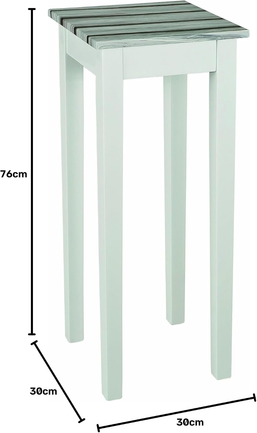 HAKU Möbel Beistelltisch, MDF, weiss-maritimo kiefer, B 30 x T 30 x H 76 cm 30 x 30 x 76 cm Weiss-ma