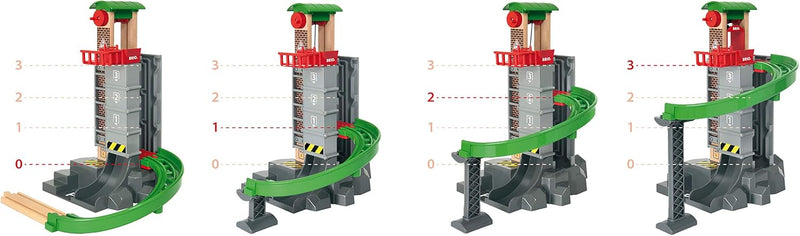 BRIO World 33887 Grosses Lagerhaus-Set mit Aufzug - Zubehör Holzeisenbahn - Konstruktionsspielzeug e