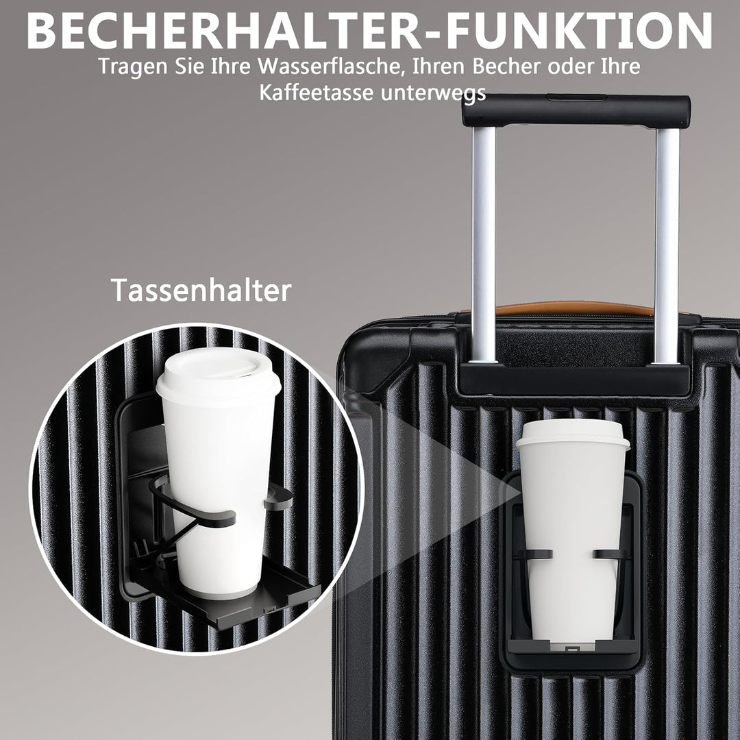 Joyway Koffer Trolley Reisekoffer von ABS Hartschalen Trolley mit Getränkehalter und 4 Rollen TSA Sc