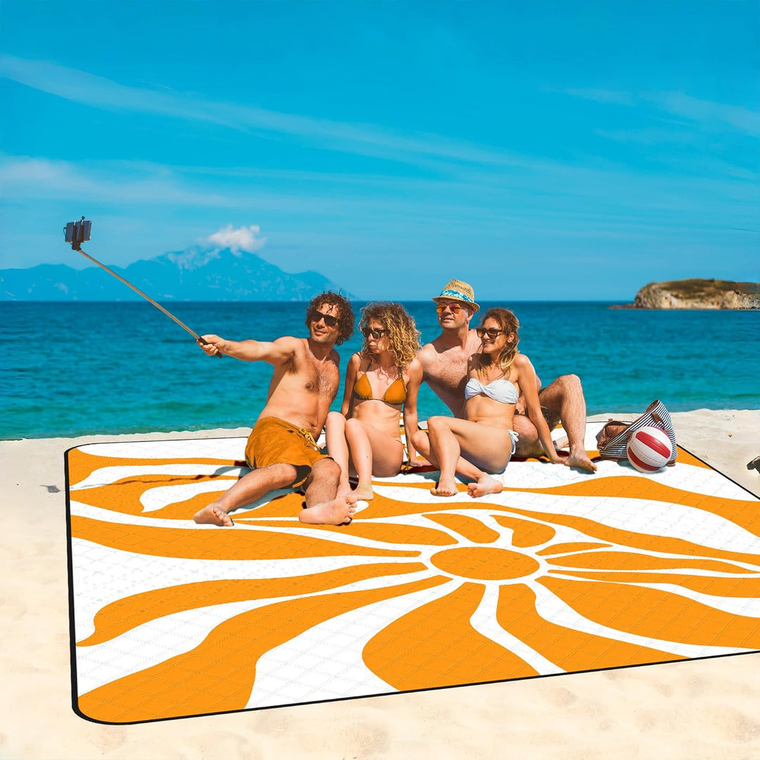Picknickdecke wasserdichte sandfreie，200x200 cm waschbare Stranddecke,extra grosse Strandtuch XXL mi