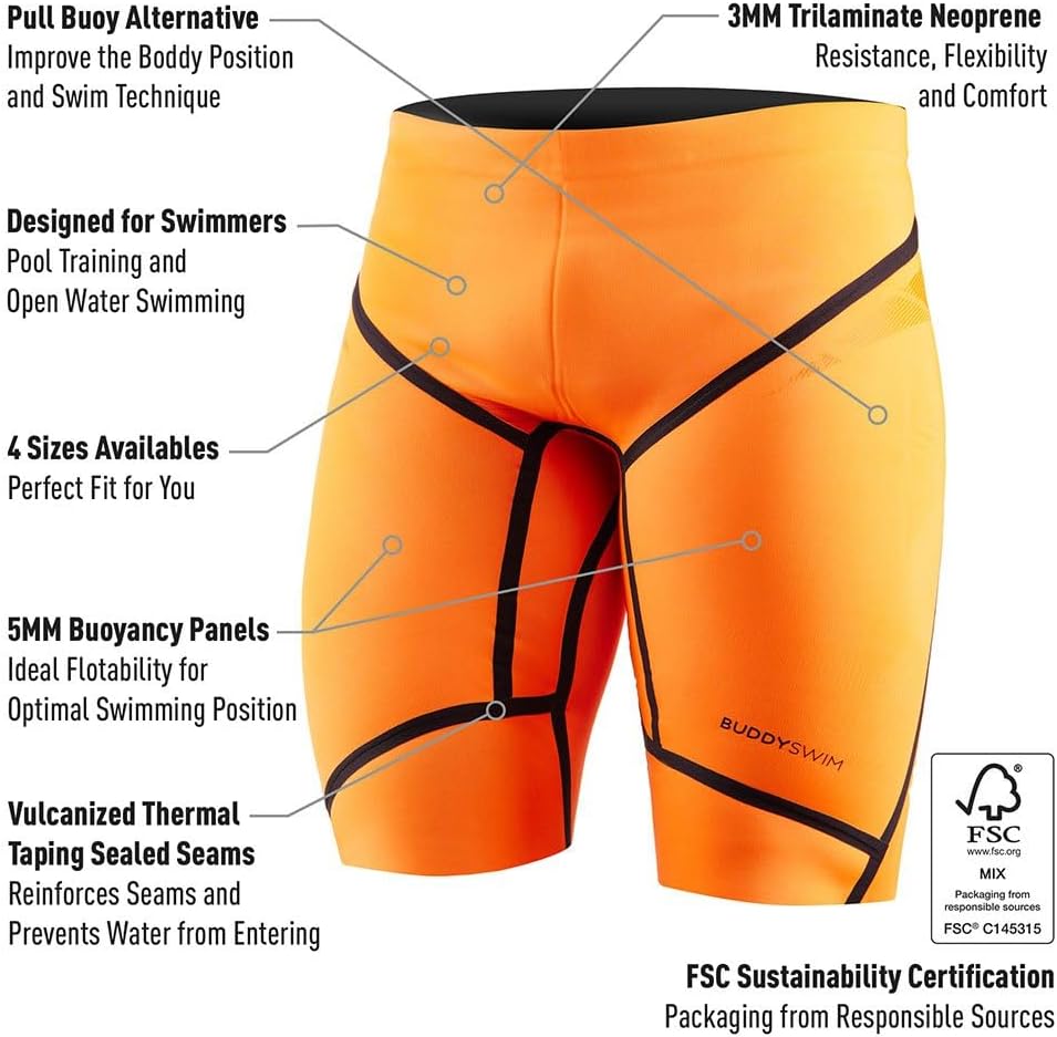 Buddyswim Neoprenbadehose für Freiwasserschwimmen, Kurze Neoprenshorts 5/3 mm. Kälteisolierende Hose