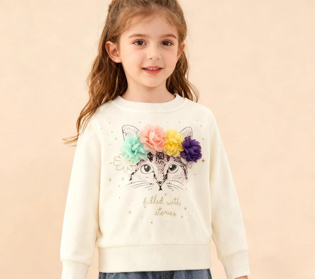 Codkkre Sweatshirt Mädchen Pullover für Kinder Süss Cartoon Sweater Mädchen Langarmshirts aus Baumwo