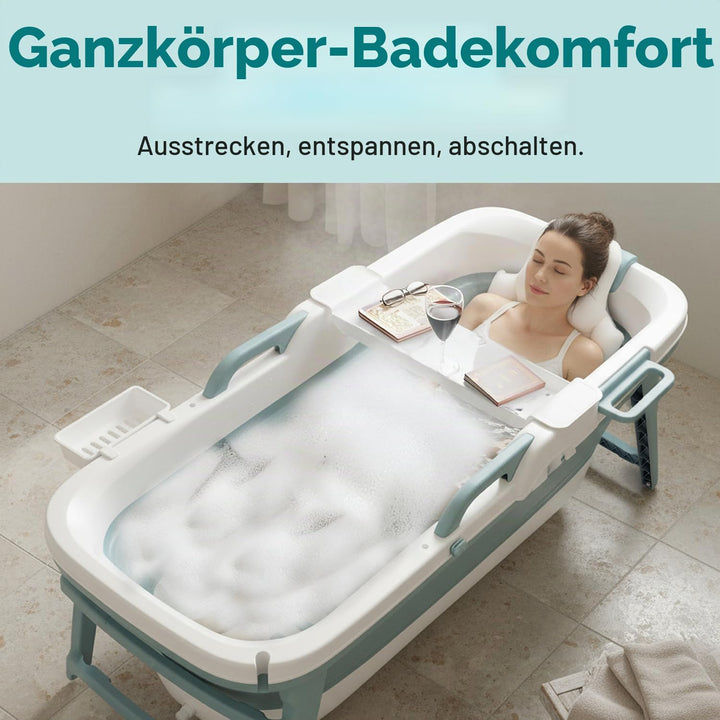 SereneLife Faltbare Badewanne Erwachsene 150 cm – Mobile Klappbare Badewanne für Dusche mit Deckel u